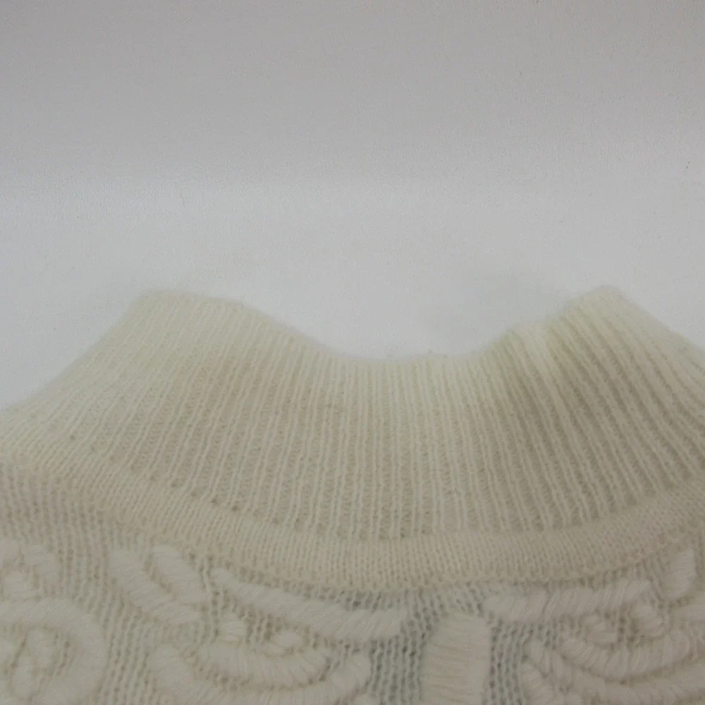 Nell Flowers Womens Angora‎ Lambswool Blend Sweater Cream Floral  - M